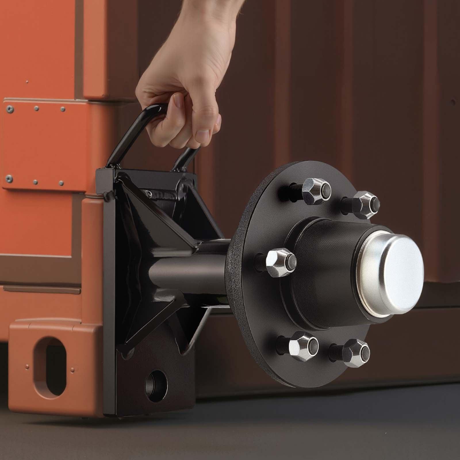 VEVOR Shipping Container Wheels 6-Lug Wheels Kit, Heavy Duty Shipping Container Axle with Ratchet Tie Down-Moves 20 ft - 40 ft, Secure Transport for Dock, Warehouse, Construction Site, Black