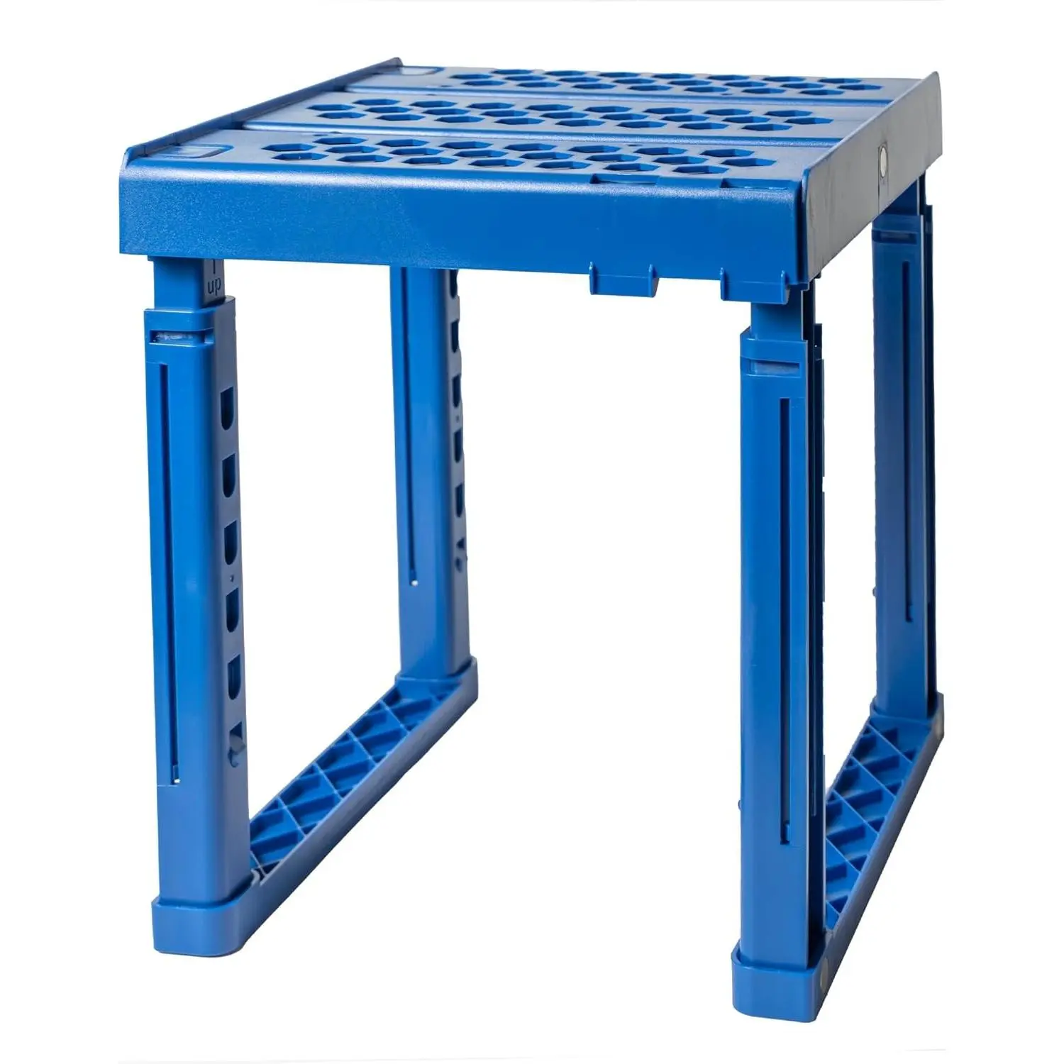Locker Organizer Shelf, Adjustable Width and Height, Stackable, Ideal Locker Shelf for School, Office, Gym Lockers, or Even Kitchen Cabinets & Under Sink Organization (Blue)