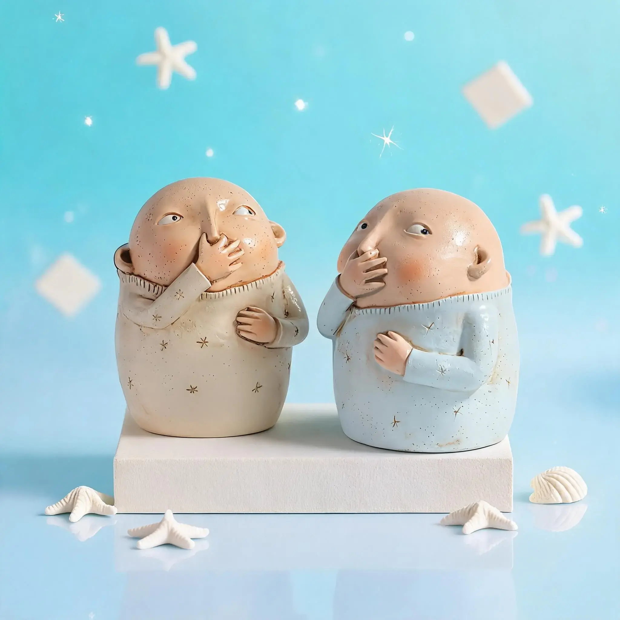 1 Fun Boy Nose-Pinching Statue – Unique Resin Bathroom Decor, Creative Indoor Art for Living Room or Bathroom, Perfect Gift Idea, Creamy White and Blue Star Pattern Statue, Playful Design for Modern Home Décor, Indoor Sculpture | Quirky Statue |
