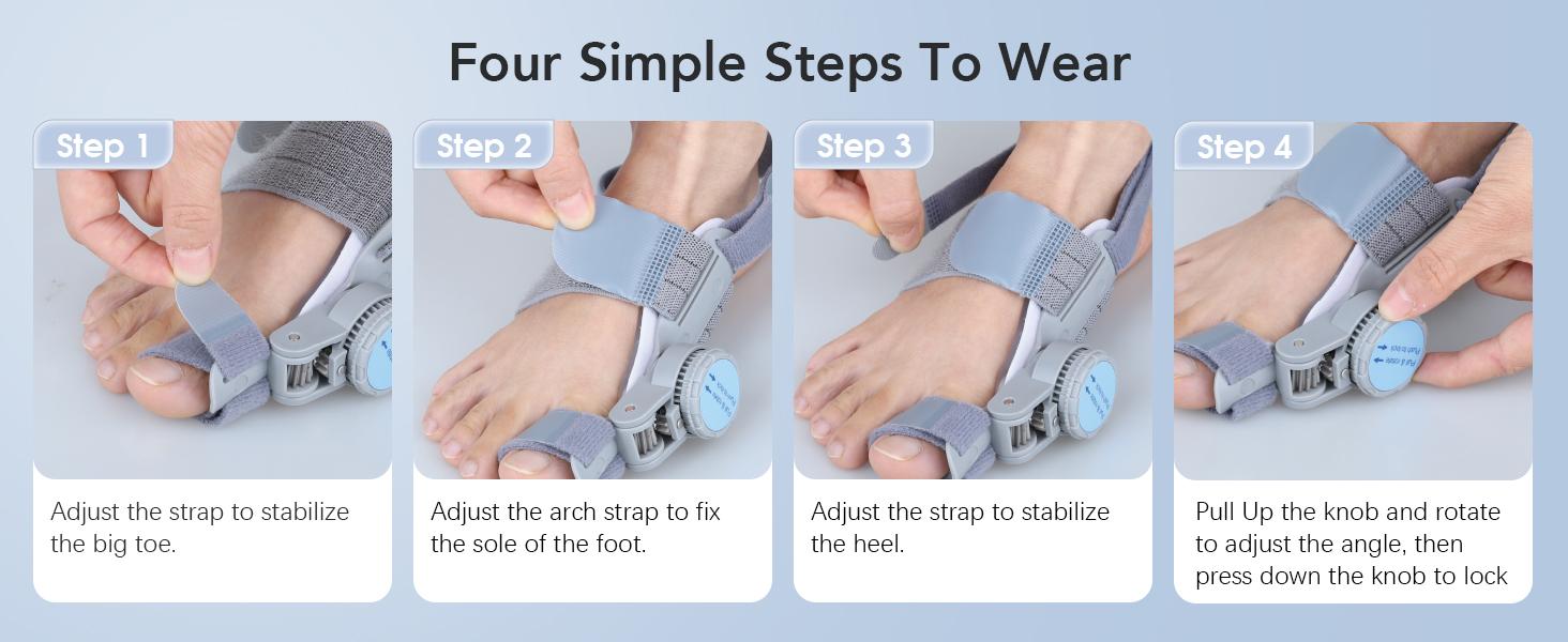 Bunion Corrector for Women Men: Big Toe Straightener Bunion Fix with Adjustable Knob-Orthopedic Bunions Splint Brace Toe Alignment Correction for Hallux Valgus Pain Relief Day/Night 1PCS (Grey)