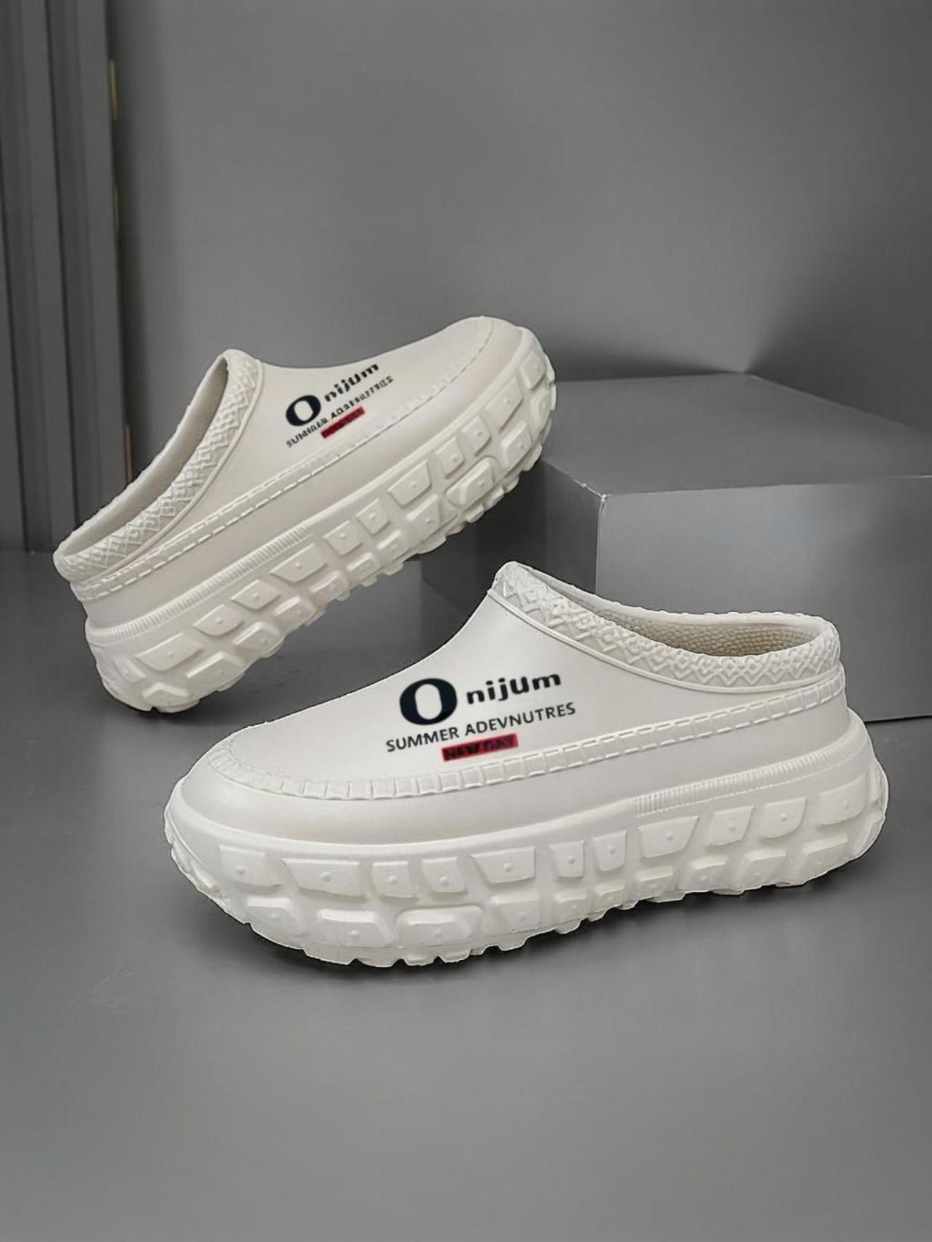 Unisex's Waterproof & Non-slip Platform Fashion Slippers, Lightweight Simple Slip on Shoes for Men & Women, Casual Comfortable Breathable Shoes for Daily Wear, Home Footwear