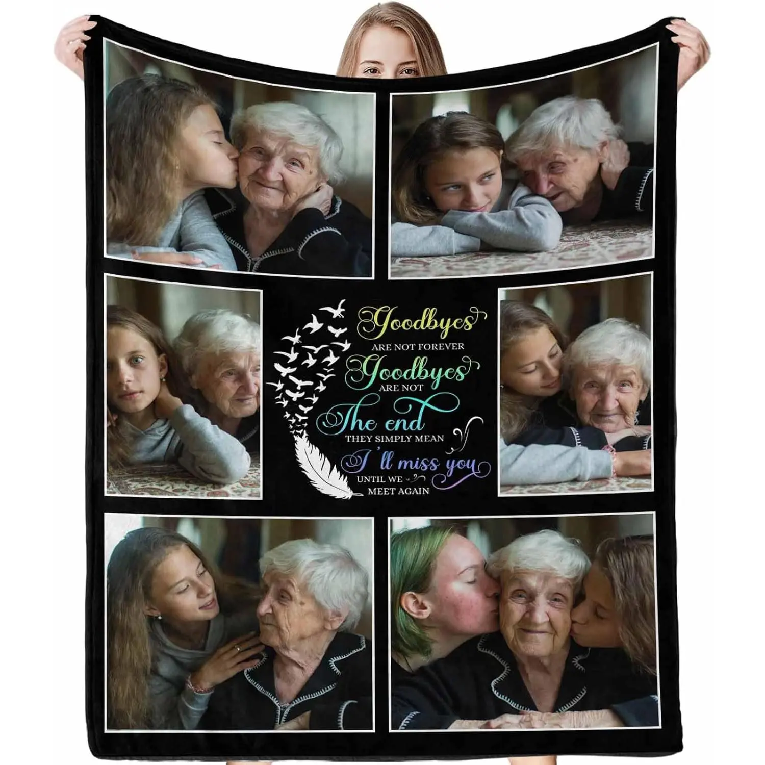 Personalized Memorial Blanket, Custom Memory Blanket, Customized Picture Blanket Throws for Loss of Mother Father Grandma Grandpa