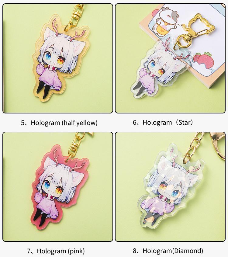Custom Keychains Cartoon Llavero Photo Customized Anime Transparent Charm Hologram Clear Acrylic Personalized Key Rings for Gift