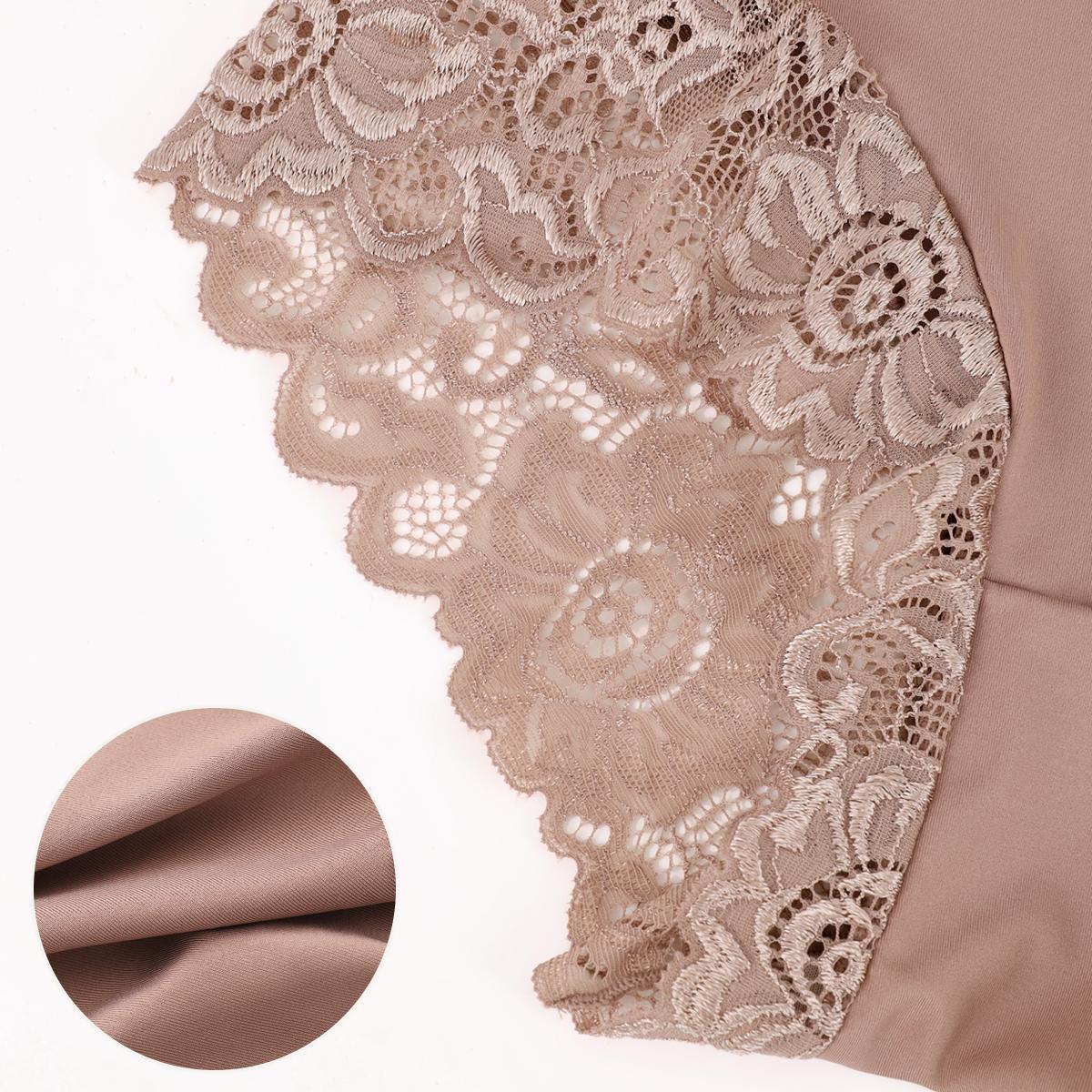 QUASTI 5-Pack Silky Smooth & Sexy Lace Mid-Waist Panties for Women, Lightweight Breathable Fabric Briefs, Soft Stretch Everyday Intimates, S-XXL