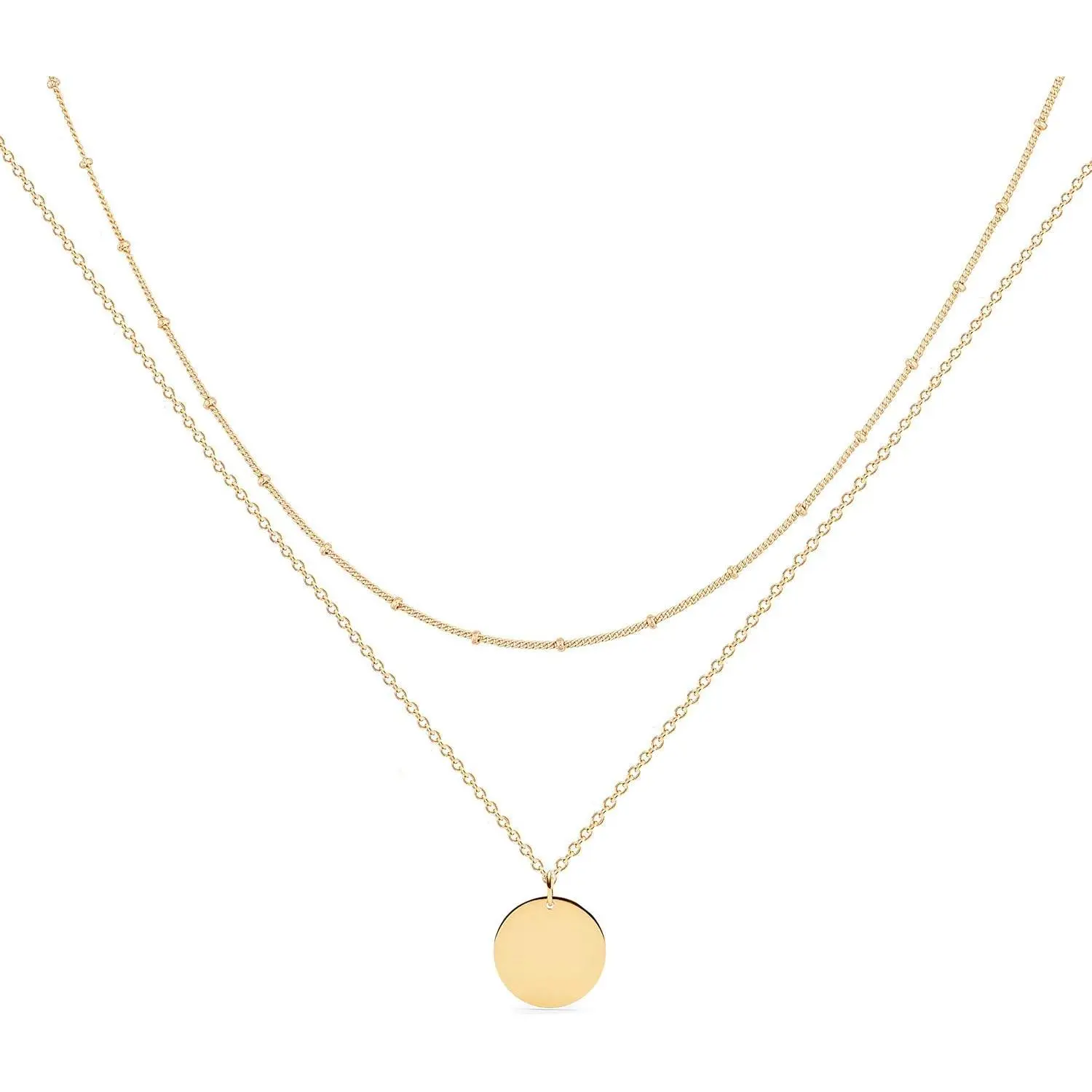 MEVECCO Layered Heart Necklace Pendant Handmade 18k Gold Plated Dainty Gold Choker Arrow Bar Layering Long Necklace for Women