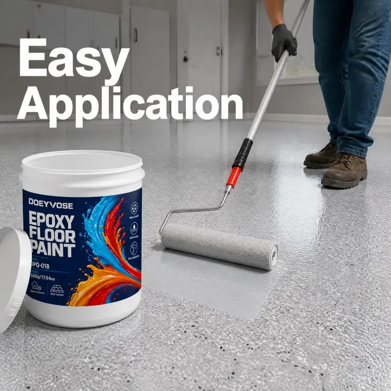 [DOEYVOSE] Gray White Granite Self-Leveling Epoxy Floor Coating, Decorative Stone Pattern Marble Effect, Hot Tire Pickup Resistant, for Auto Shop Floor, Garage Bay, Car Workshop, Vehicle Service Area, Indoor
