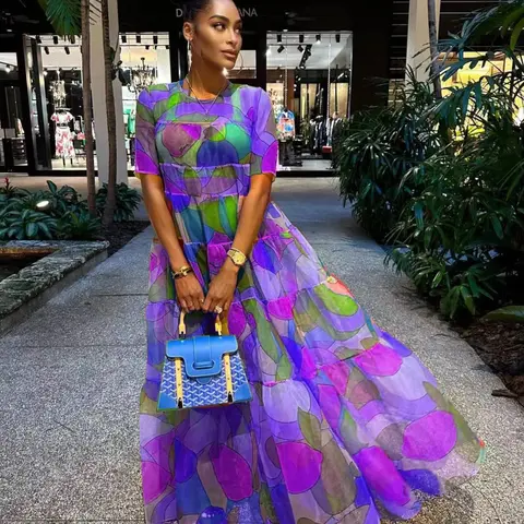Women's Elegant Fashion Print Long Pants Short Sleeve Dress, Casual Boho Chic, Ultra-Light Fabric, Perfect for Hot Summer, Stylish and Comfortable, Bohemian Dress