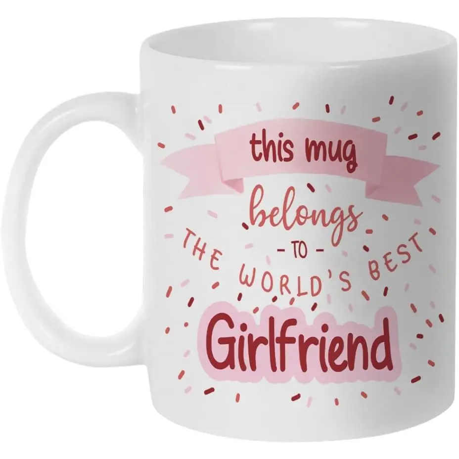World's  Girlfriend Coffee Mug - Cute  Cup for Women - Romantic Birthday Valentine's Day  11oz
