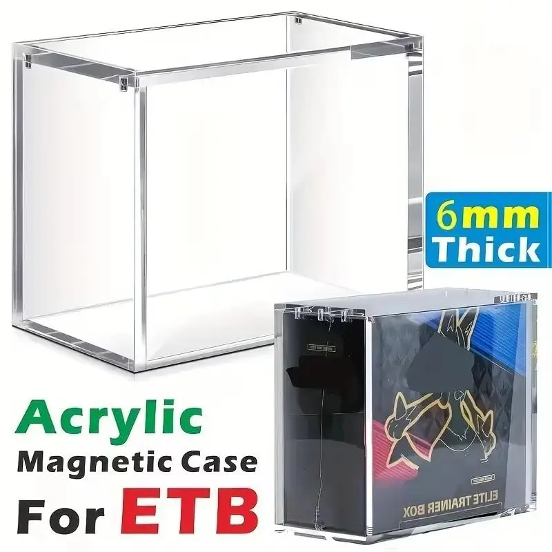 6mm Acrylic Stackable Display Box, Magnetic Dust Cover, Compact Design, Durable Storage Container for Elite Coach Etb Cards, Gift/christmas