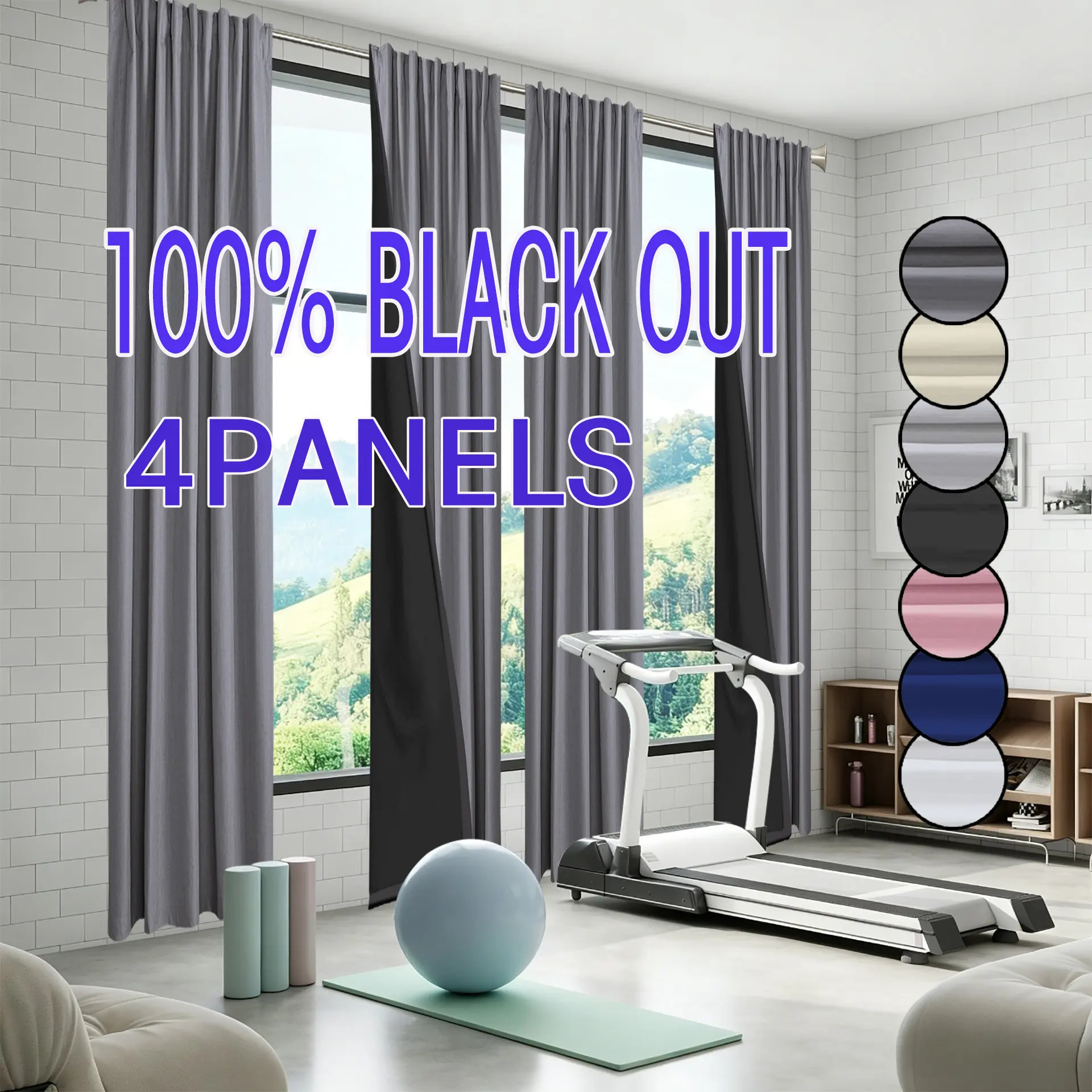 4PCS 100% blackout and heat-insulating laminated curtains, made of modern, simple and lightweight polyester material, hanging through poles, suitable for decorative occasions such as bedrooms, living rooms, offices, kitchens, balconies, etc