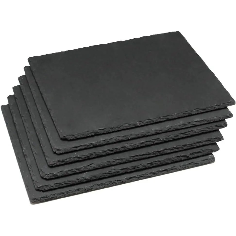 6 Pack 10 x 8 Inch Slate Cheese Board and Slate Charcuterie Boards - Individual Stone Plates for Cheese, Meat, Appetizers