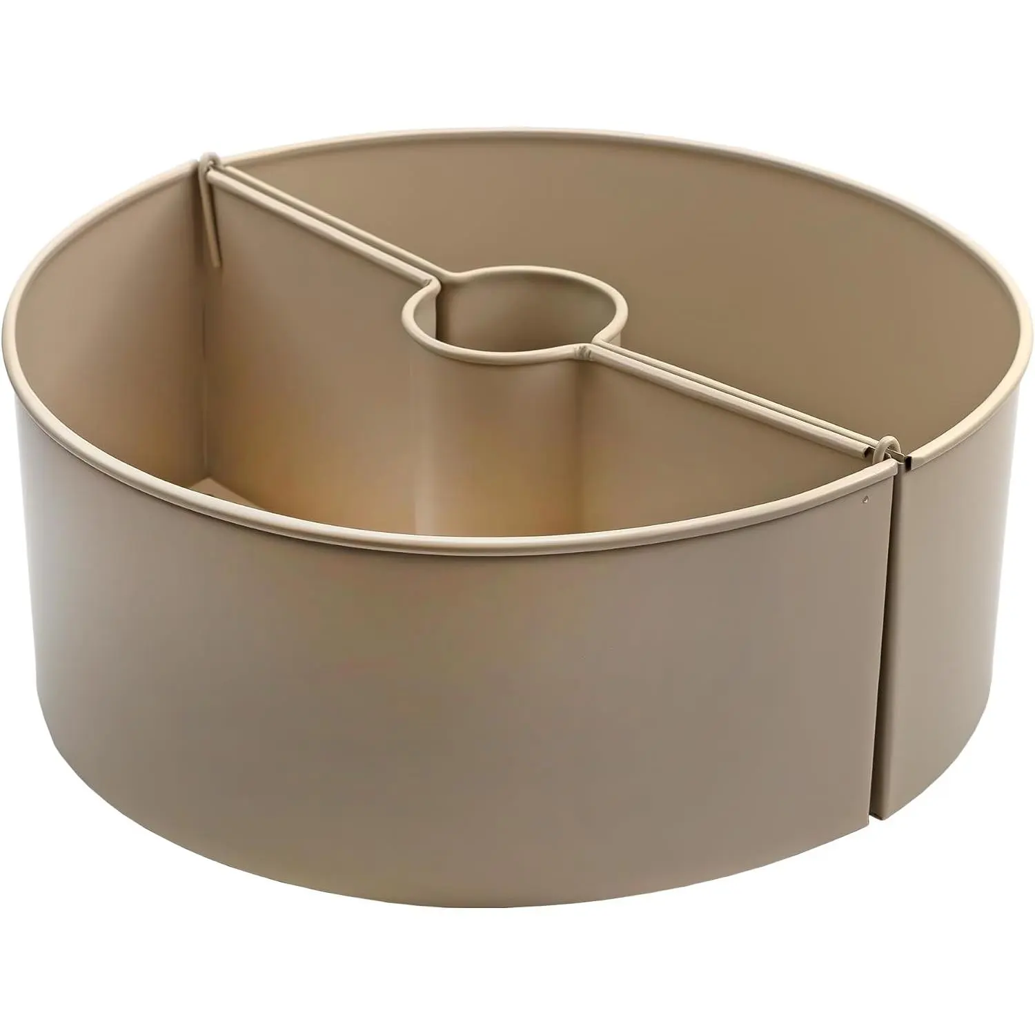 Umbrella Planter for Patio Table (Beige/Greige), w/Umbrella Hole, Enamelware Half-Circle Planter Pots