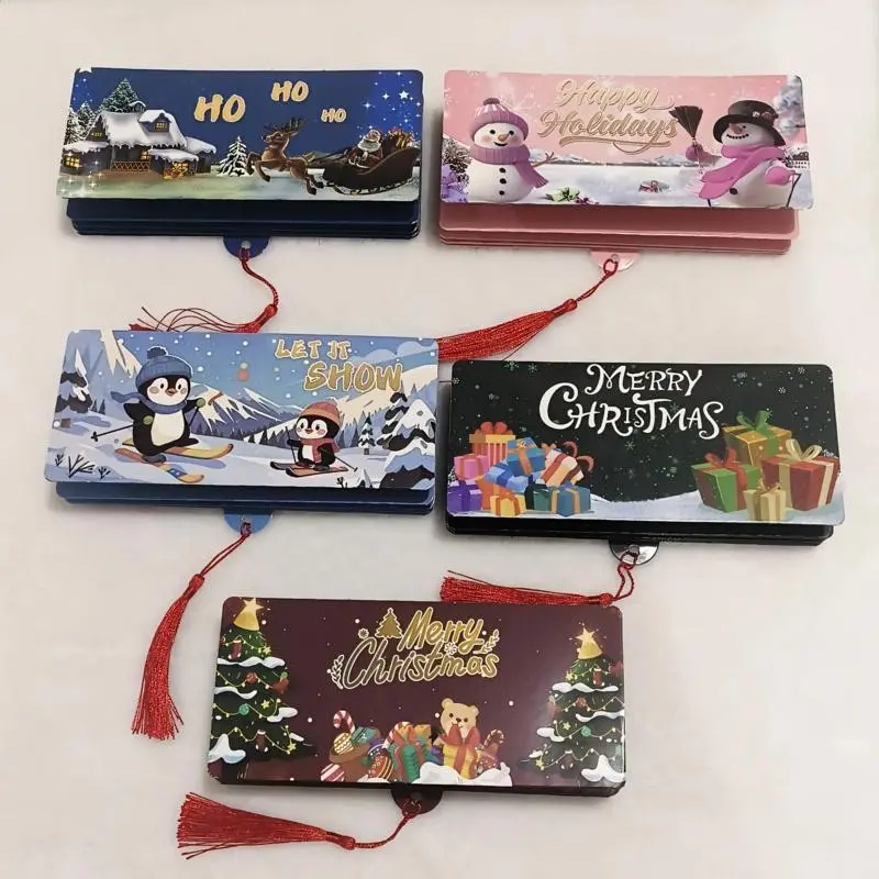 5-Pack Christmas Cash Envelopes with Gift Card Holder, Santa Claus Snowflake Tree Pattern, Merry Christmas Text, Perfect for Holidays