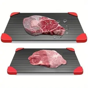 Thaw Claw Meat Defroster- Natural Fast Magic Defroster Board with Silicon Edges - Quick Defroster Plate, Tray for Frozen Meat, Aluminum Thawing Tray, Defrosting Board, Defrosting Stone, Black