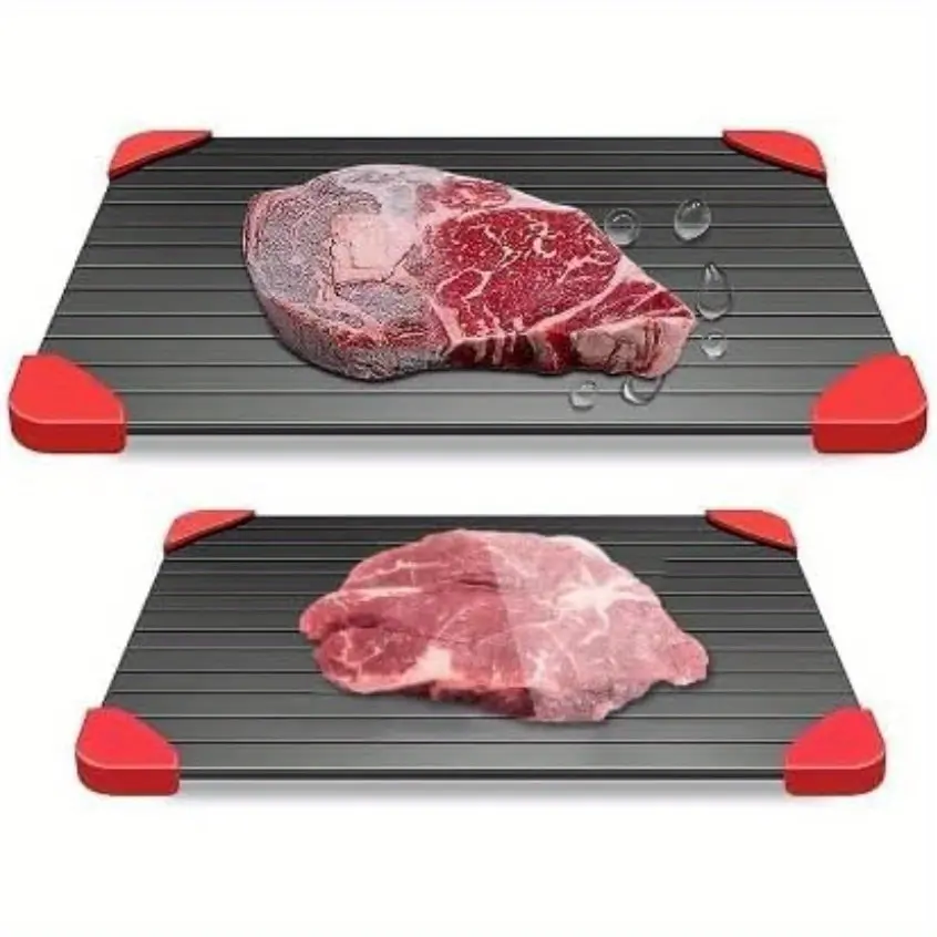 Thaw Claw Meat Defroster- Natural Fast Magic Defroster Board with Silicon Edges - Quick Defroster Plate, Tray for Frozen Meat, Aluminum Thawing Tray, Defrosting Board, Defrosting Stone, Black
