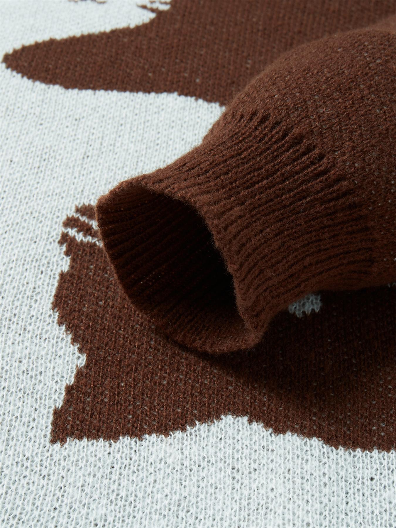 #Springfresh Love Men's / Unisex Cartoon Cat Jacquard Crew Neck Sweater Loose Casual Long-sleeve Knitwear Fashionable Autumn and Winter Knitwear Daily Wear Pullover College Style Versatile Trendy Brand SpringStatements