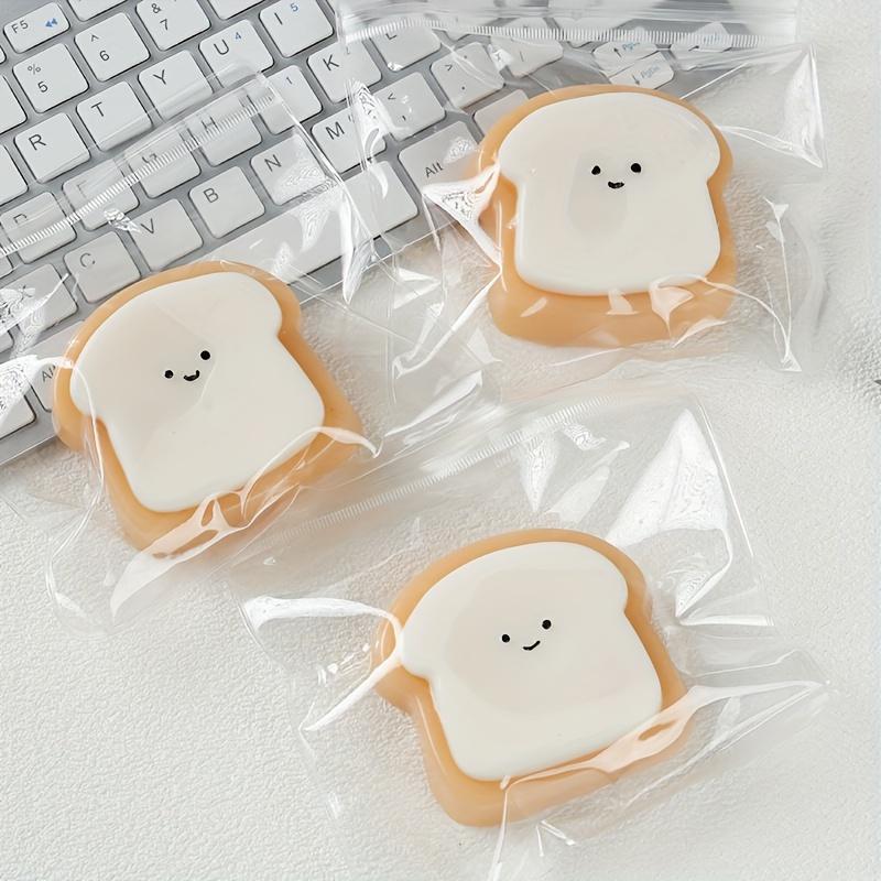 Ultra-Soft Squishy Toast Relax Toy - Cute Bread Slice Design, Slow Rebound, Easy to Clean, Synthetic Rubber, Multicolor