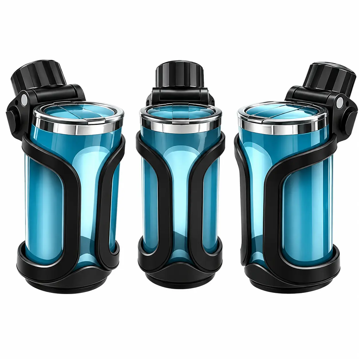 Heavy-Duty 3-Piece Outdoor Cup Holder Set - 360° Swivel Clamp, Tool-Free Quick-Release Rail Mount, Boat & Bike Universal Fit No-Drill Drinkware Accessory, Tool-Free Mount