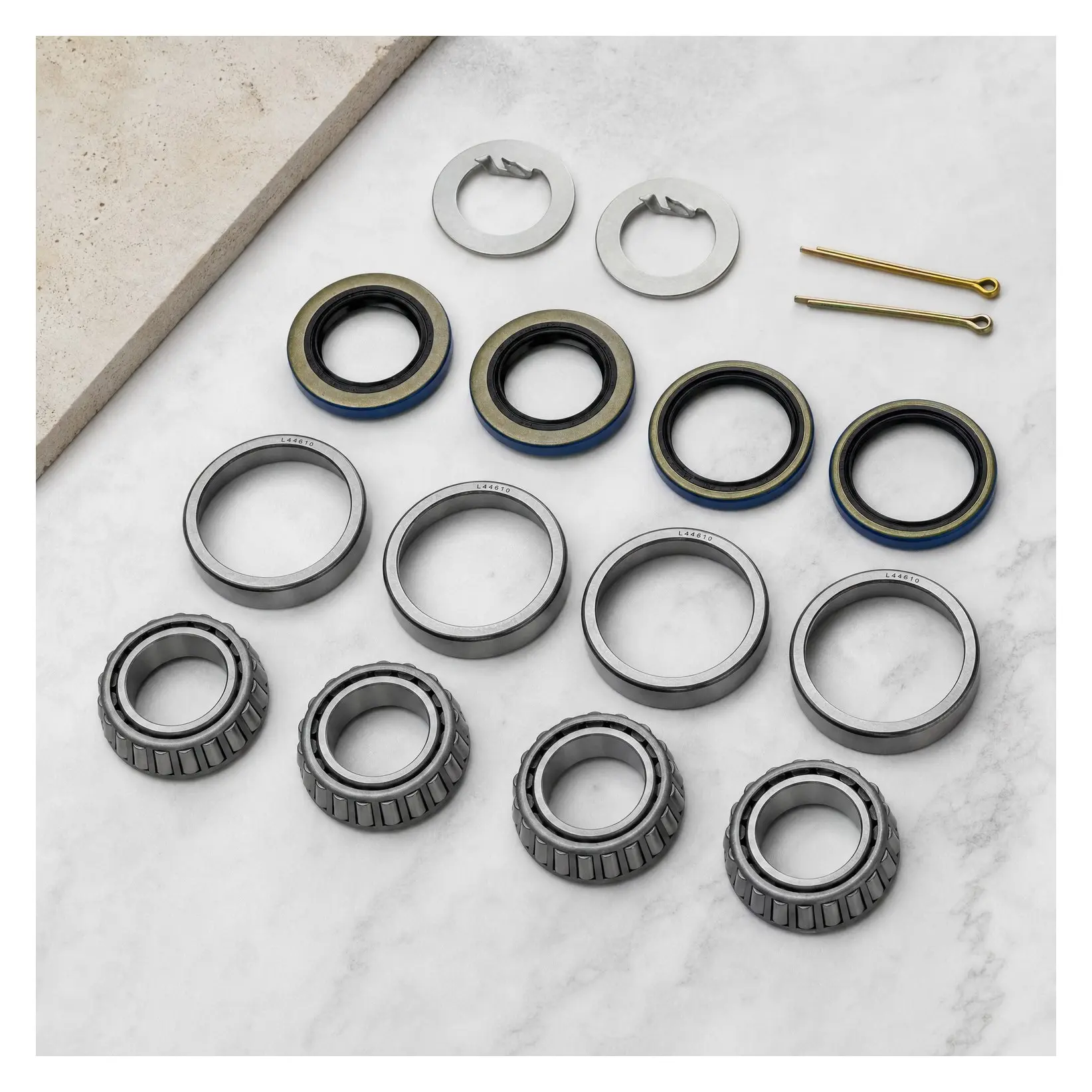 2 Sets Trailer Axle Bearing Kit L44649 L44610 Fits 1-1/16-inch Trailer Axle, Grease Seals 12192TB ID 1.250-inch & 15192TB ID 1.500-inch, Cotter Pins, High Speed and Quiet OperationGift