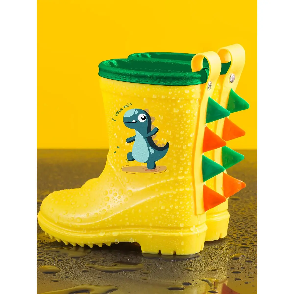 Children's Rain Boots for Boys and Girls, Mid-Calf Dinosaur Rain Boots for Toddlers and Infants, Non-Slip Rain Boots for Ages 1, 2, 3, 4, 5, 6, 7, 8
