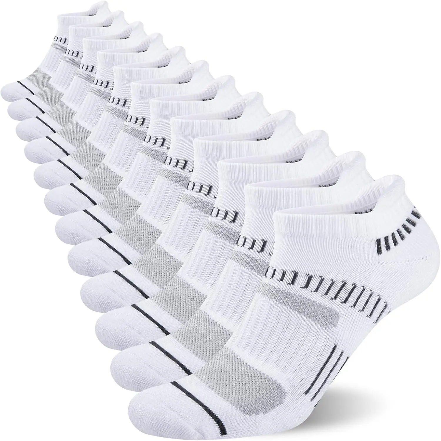 Mens Athletic Ankle Socks, 6-Pairs Low-Cut Tab with Arch Support, Breathable Cushioned Synthetic Mix Socks