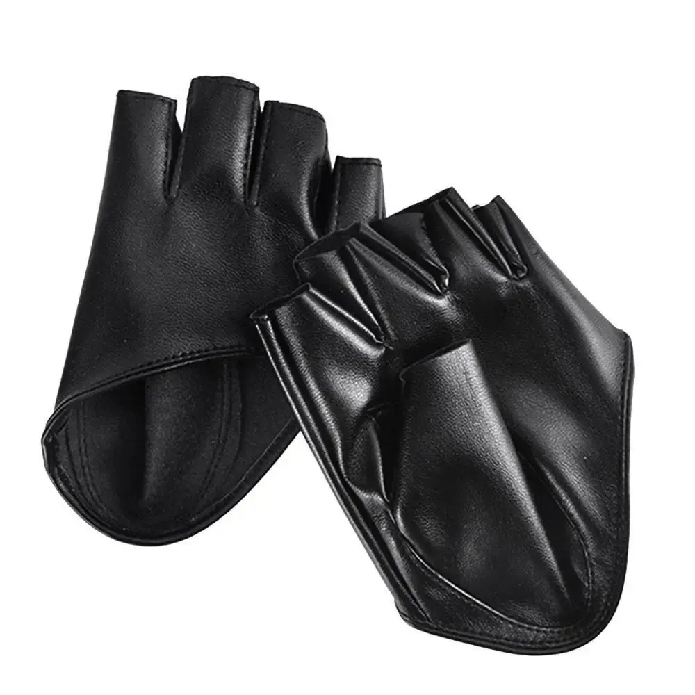 Gothic lolita Women Men Performance Mittens Ladys Driving Dress PU Leather Gloves Cosplay  Mittens Five Finger Gloves