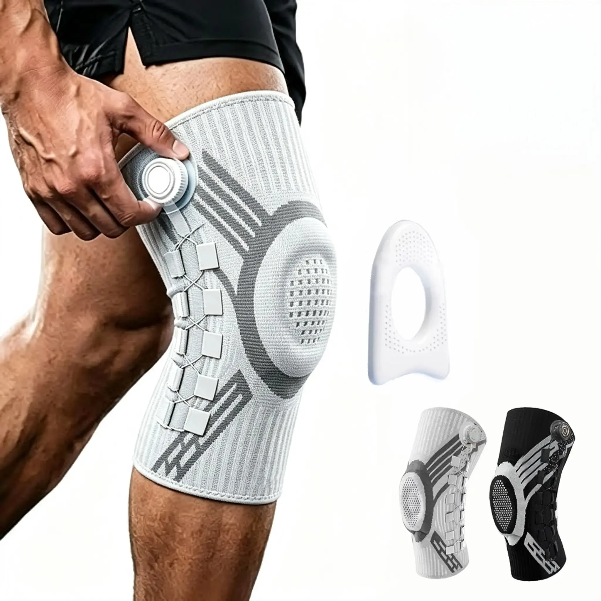 Unisex Polyester Knob Knee Brace - Breathable Adjustable Knee Support with Micro-Adjustment Dial System, Wrap-Style Anti-Slip Strap, Adjustable Strap Sports Sleeves & Support for Fitness, Injury Prevention