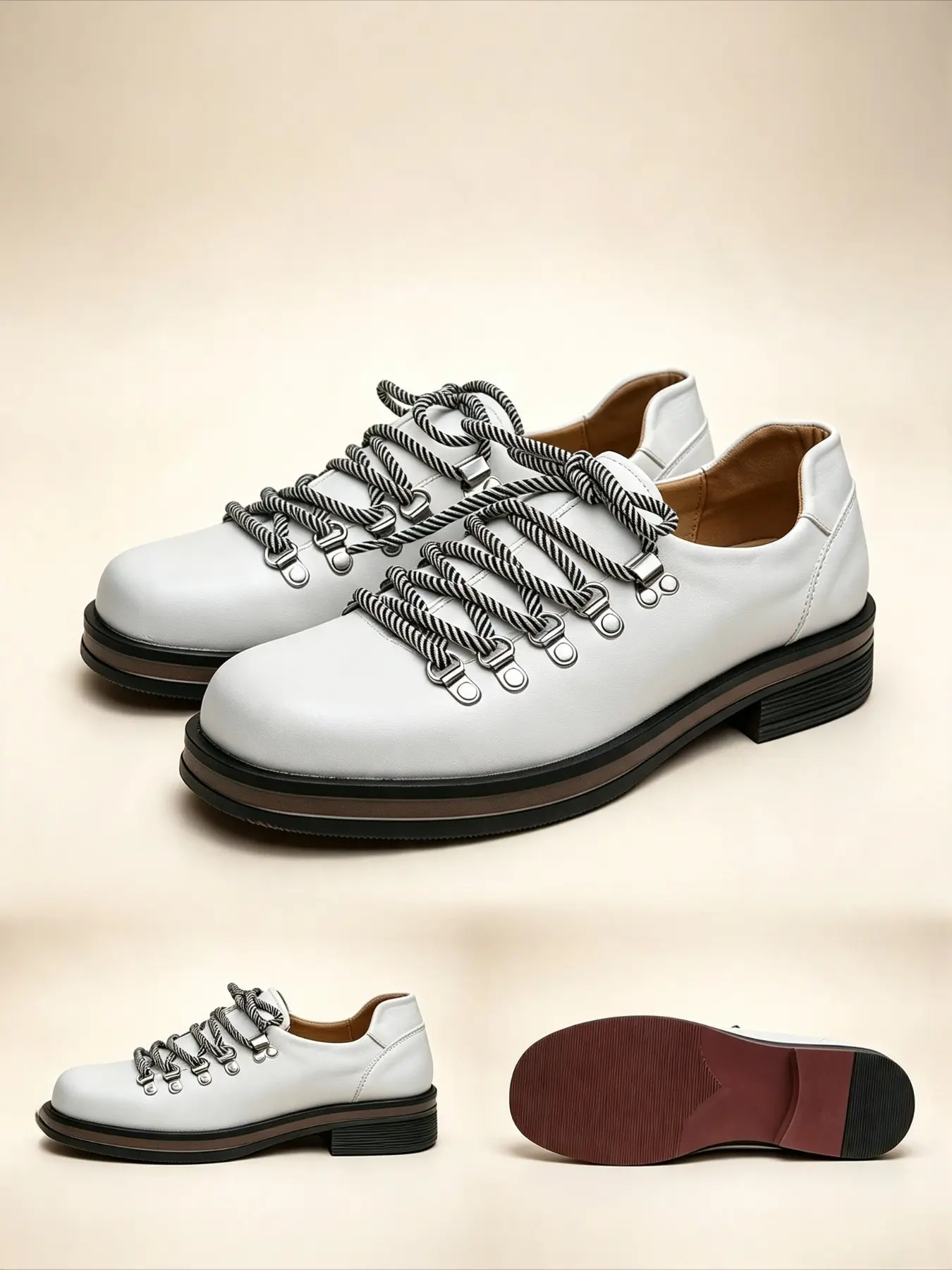 Men's Square Toe Lace-Up Shoes, Smooth PU Leather, Metal Eyelets, Vintage British Style, Thick Sole, Height Boost, Anti-Slip, Durable, Casual Footwear