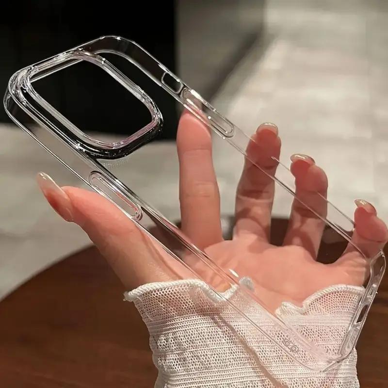 Luxury Transparent Soft Tpu Shockproof Phone Case for iPhone 16 15 14 13 12 11 Pro Max, Minimalist Design, Anti-Drop Protection