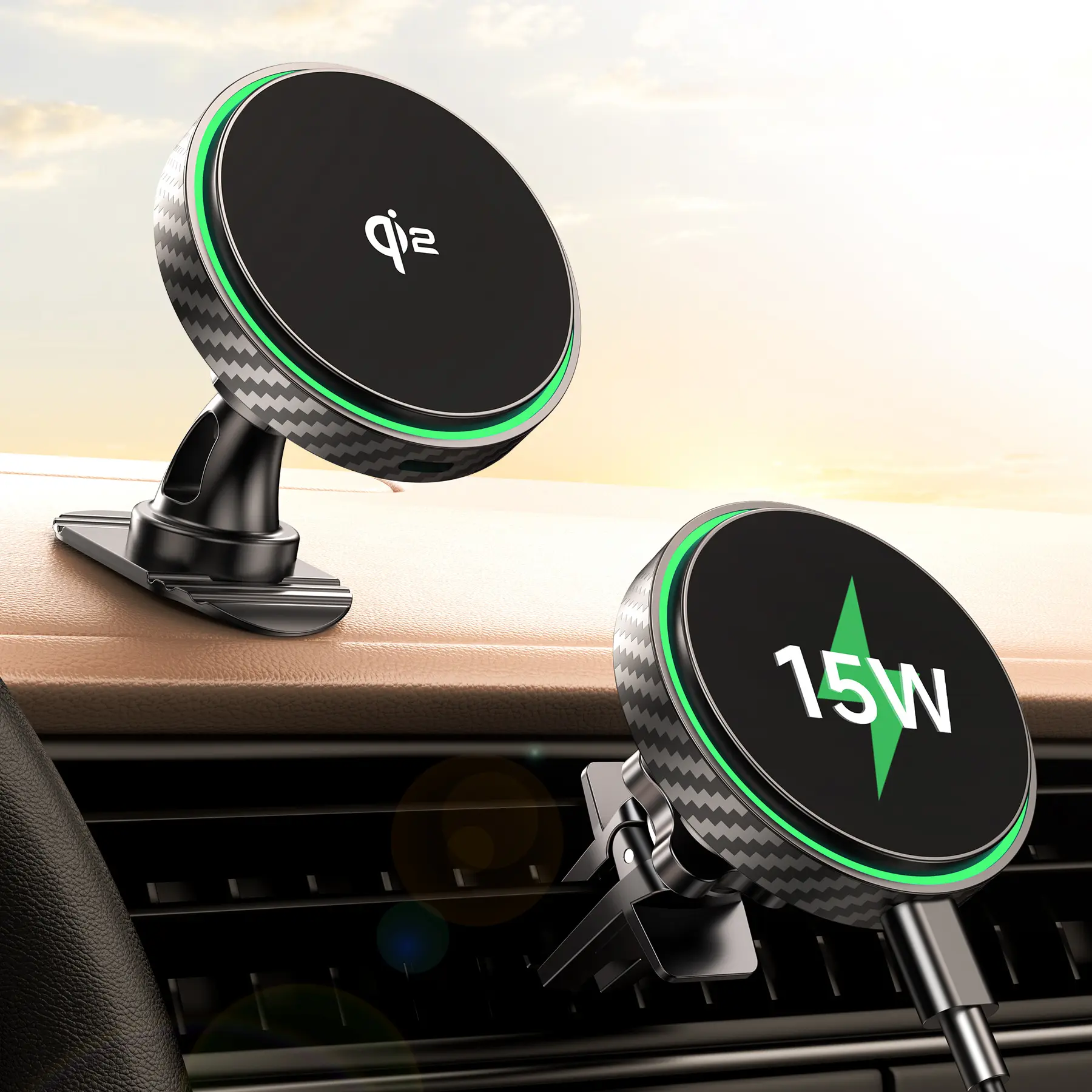 Qi2 Car Wireless Charger Magsafe Strong Magnetic Attraction 2026 New Navigation Support Bracket Suitable for iPhone