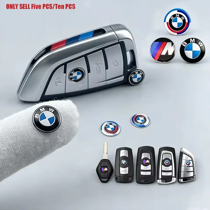 5/10pcs 3D Car Remote Key Emblem Stickers, Car Accessories Interior, Key Shell Decals for Bmw Models, 11/14mm, 50th Anniversary Edition, M Performance Series