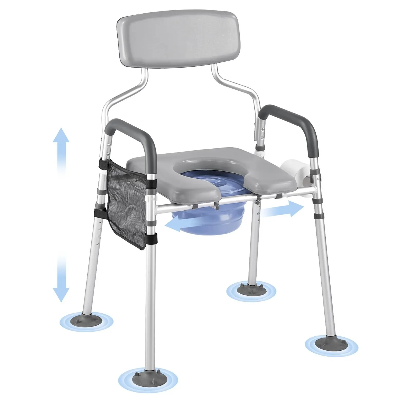 Bedside Commode Chair 4-In-1 Raised Toilet Seat With 500 Lbs Weight Capacity, Adjustable Height, Removable Bowl, Armrests And Backrest, Locking Wheels, Easy Clean, Medical Grade Mobility Aid For Elderly And Disabled