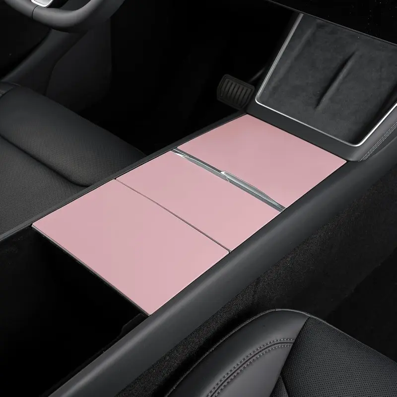 Pink 3 Pcs - Center Console Silicone Wrap Kit for Tesla Model 3 2024-2025 / Model Y 2025 2026, Tesla Center Console Electrostatic Adsorption Cover for Model 3 Highland & Model Y Juniper