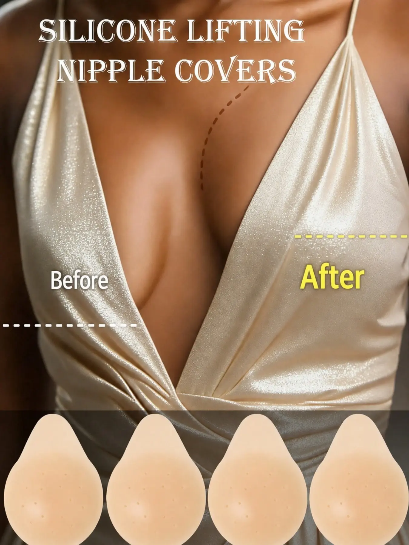 Reusable Silicone Nipple Covers for Women, Soft Adhesive Lift Pasties with Invisible Smooth Fit, Breathable Strapless Bra Alternative for Low Cut Tops, Backless Dresses and Evening Outfits