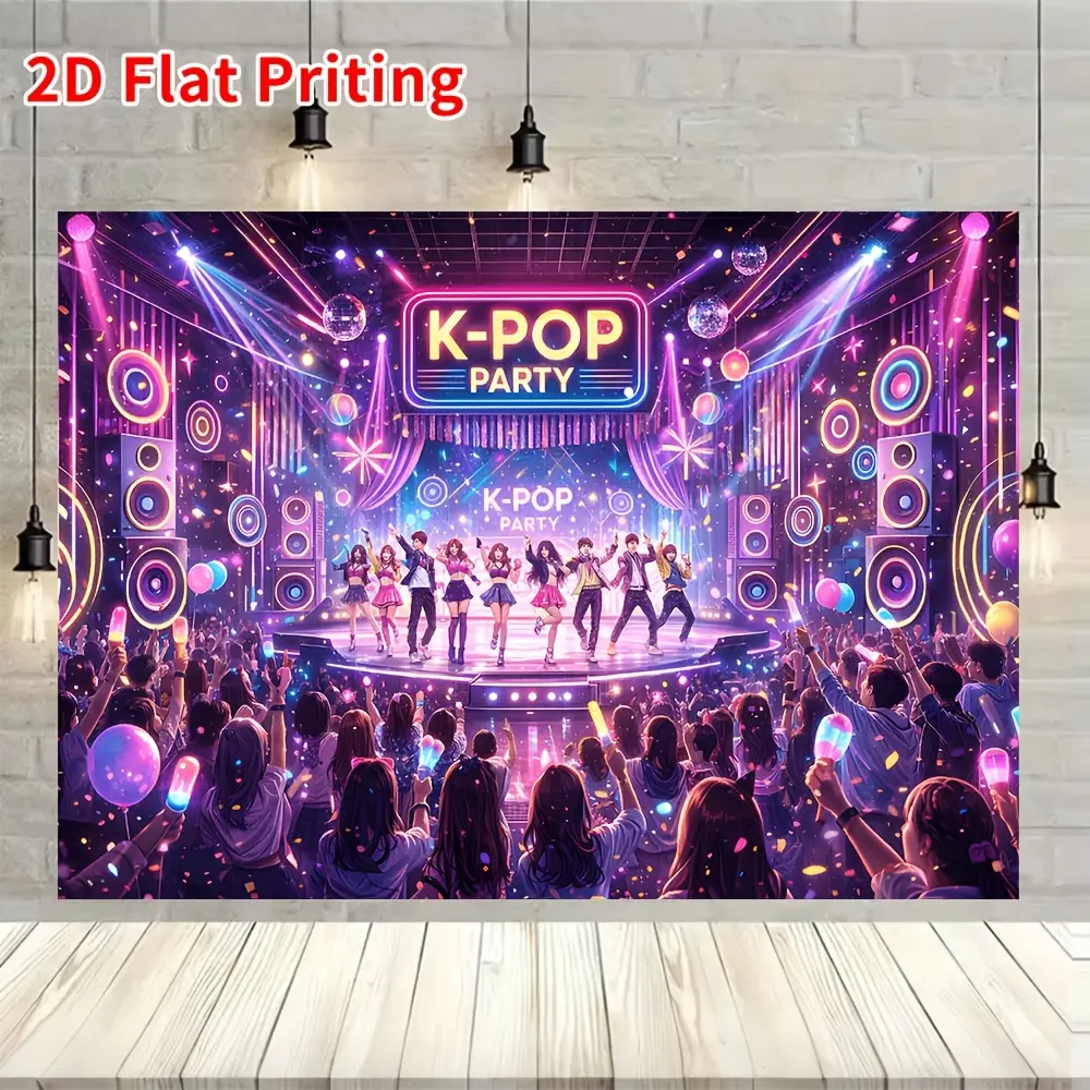 K-POP Idol Party Backdrop, Korean Wave Fan Celebration Banner, Aesthetic K-Drama Room Decor, Live Stream Photo Background