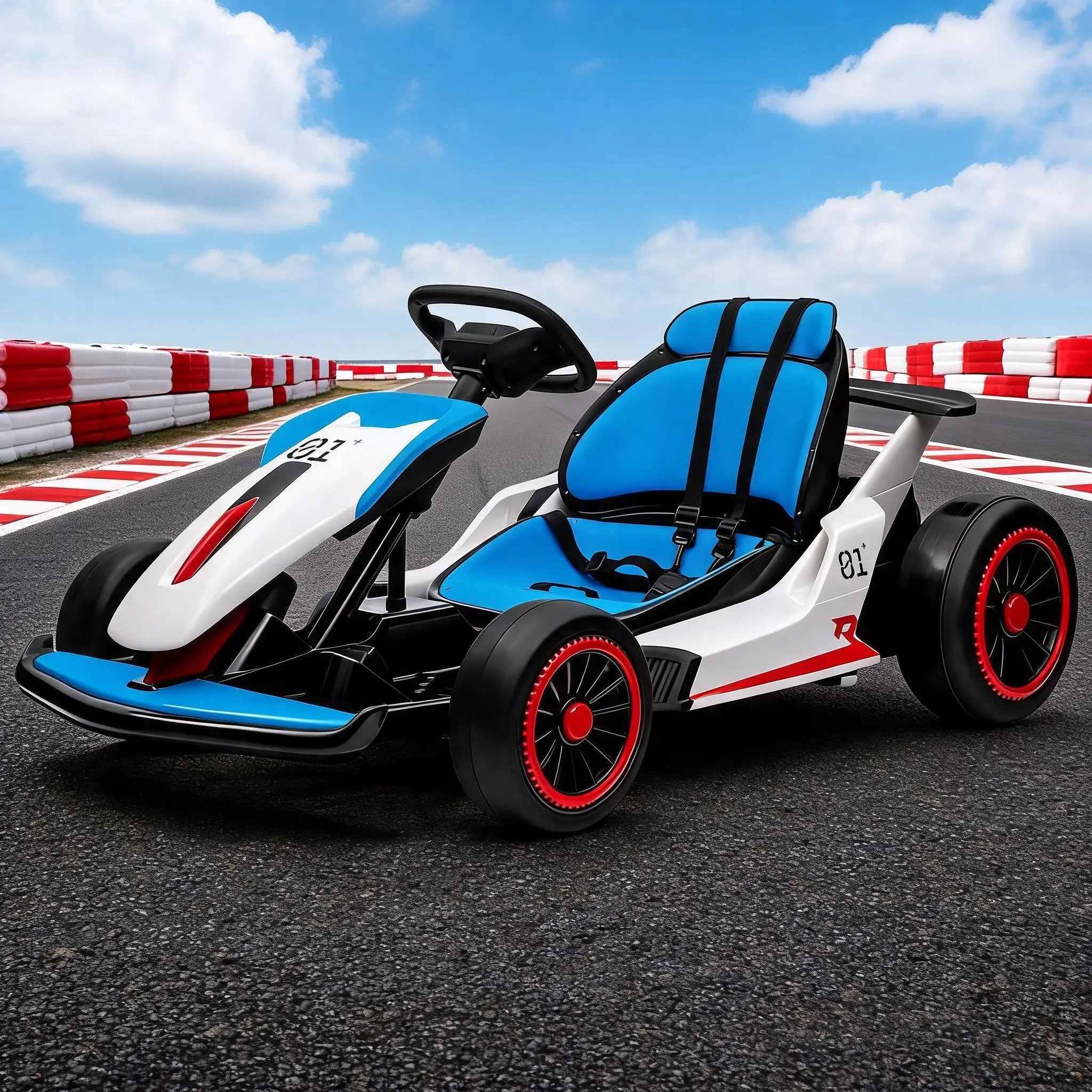 24V High-Speed Drift Go-Kart – Dual 200W Motors, Up to 8.1 MPH, Four Color Options – White, Black-Green, Blue-White & Green-White
