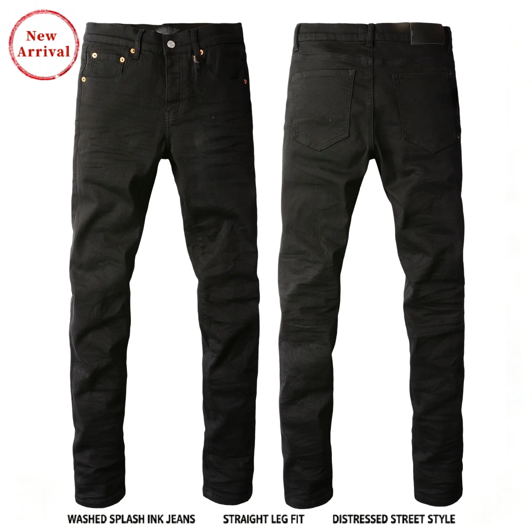 Vintage, school-style jeans, men's street jeans, men's jeans, washed ripped stylish straight-fit slim jeans, casual comfortable stretch jeans, high-quality jeans