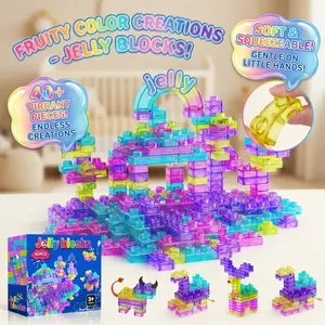 Soft Gel Jelly Block Set, Unique Tactile Sensory Building Toy, Stackable Cubes, Pain-Free, Safe Material, DIY Construction, Suitable for Kids Aged 3+