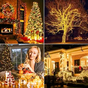 Christmas Solar String Lights Set, 100/300 LED Fairy Lights, 8 Lighting Modes, Garden Wedding Party Decor, Outdoor Holiday Decoration