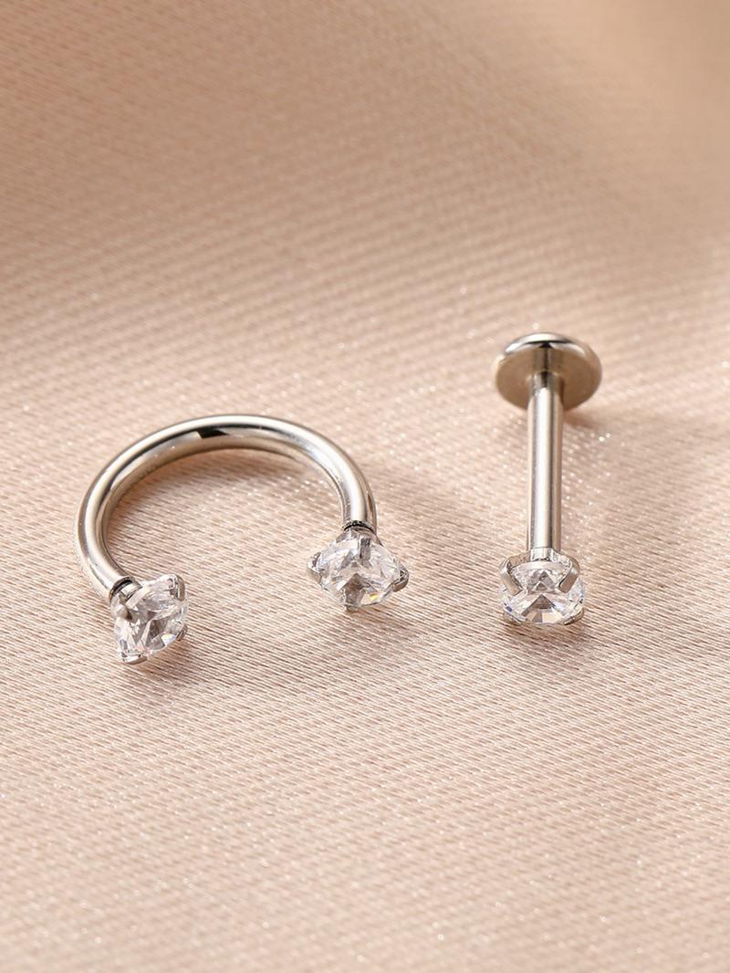 Rhinestone Decorated Magnetic Nose Rings for Galentinesparty, Magnetic Nose Cuff, No Piercing, Daily Wear for Men & Women, Alloy Body Jewelry