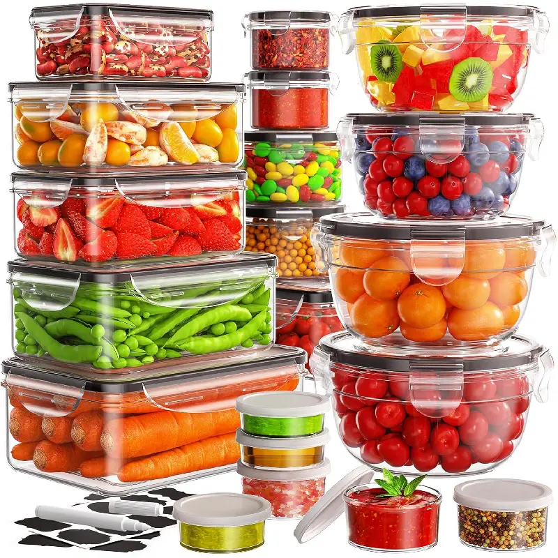 40 PCS Food Storage Containers with Lids Airtight (20 Lids &20 Containers) - Leakproof Meal-Prep Containers for Kitchen Storage Reusable Plastic Microwave/Dishwasher Safe with Labels & Penkb