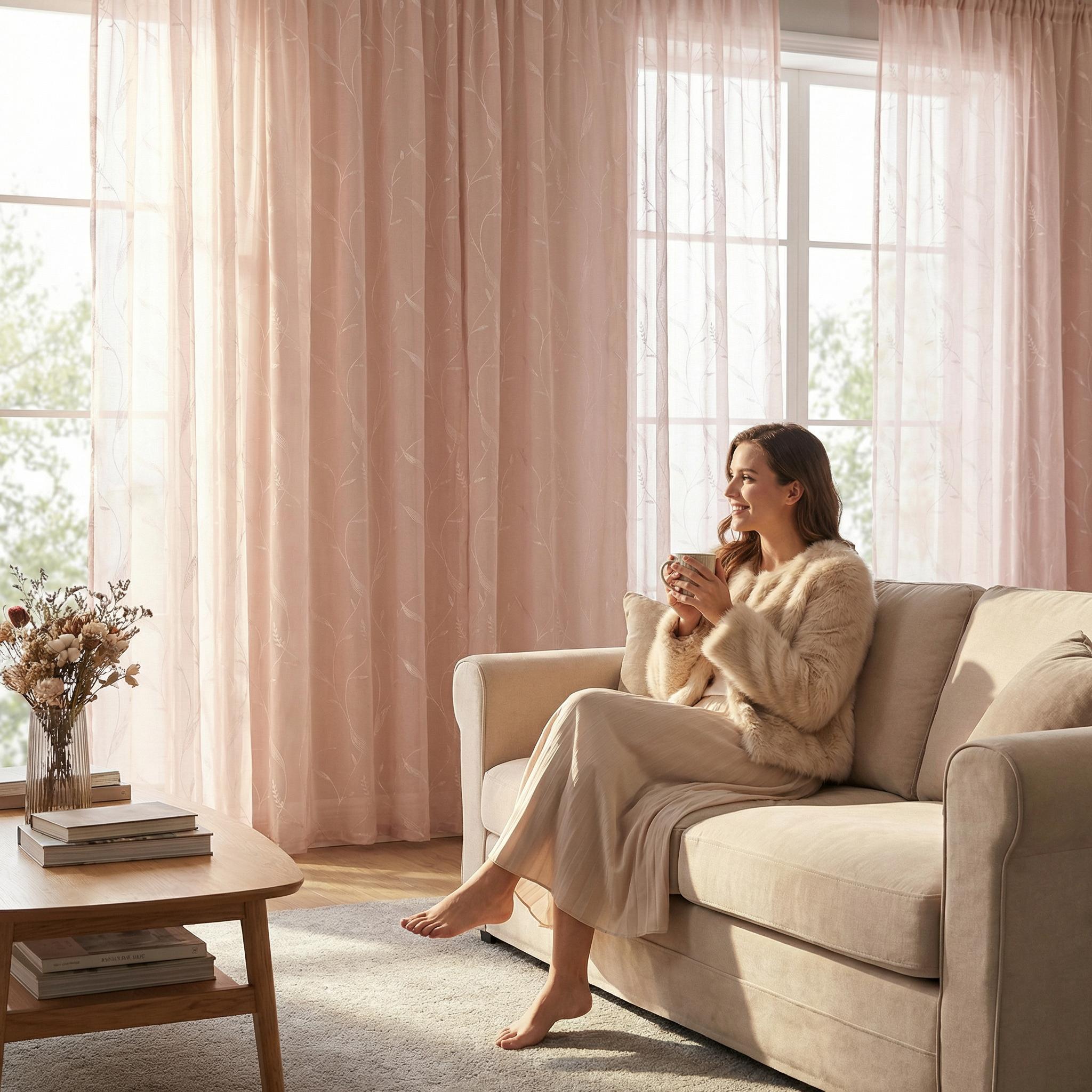 Window Wear 4 Panels 52x95inch Multi-layered sheer fabric embroidered curtains, with vine-shaped patterns, top featuring a rod attachment style. Lightweight, soft texture and good light Suitable for use in kitchens, bedrooms and living rooms L66 Window Wear 4 Panels 52x95inch Multi-layered sheer fabric embroidered curtains, with vine-shaped patterns, top featuring a rod attachment style. Lightweight, soft texture and good light Suitable for use in kitchens, bedrooms and living rooms L66