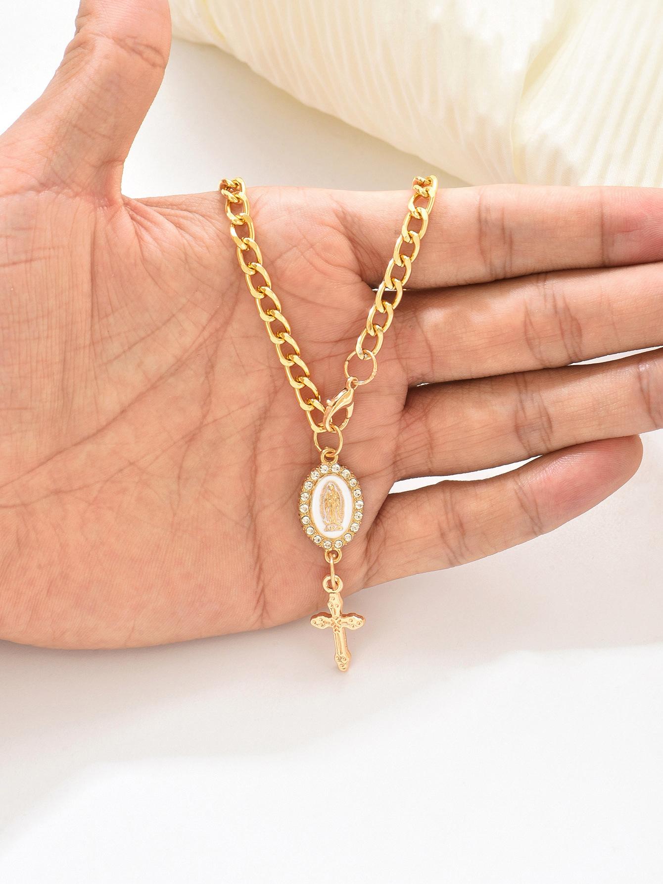 Retro cross with diamond inlay pendant for car steering wheel protection accessory