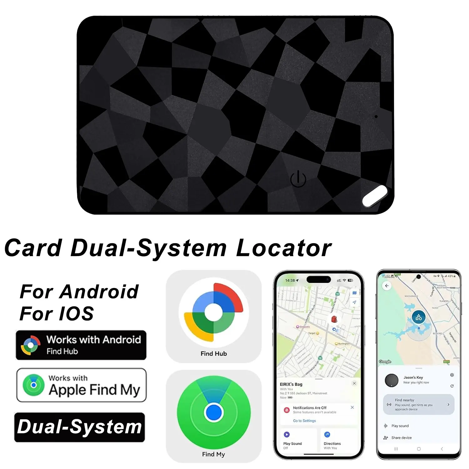 2026 Dual System Smart Wallet Location Card | Compatible with Apple Find My and Android | Rechargeable, IP68 Waterproof, Global Tracking (Suitable for Luggage/Passport/Wallet/Backpack)