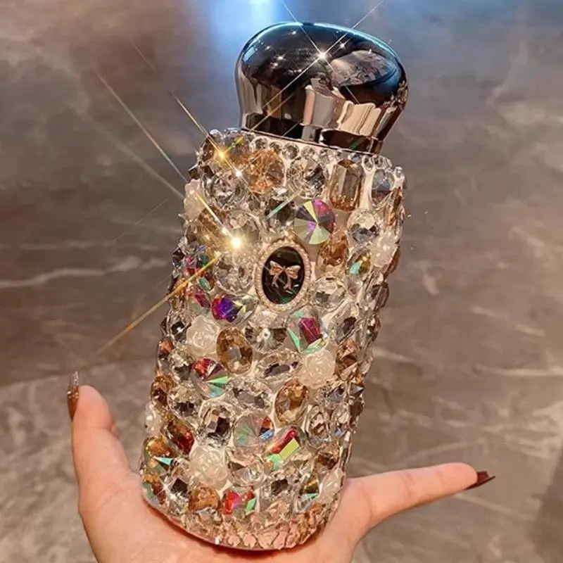 Full diamond water cup gift 304 stainless steel diamond-inlaid thermal cup insulated vacuum tumbler Flasks for women with high appearance Douyin hot-selling internet celebrity gift cup