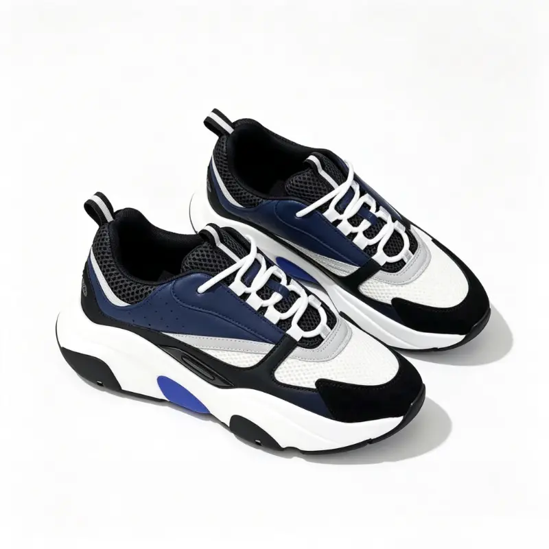Chunky Contrast Panel Dad Sneakers for Men Breathable Mesh Leather Mix Platform Walking Trainers Lightweight Shock Absorbing Thick Sole Casual Athletic Footwear Streetwear Essential Match Jeans Joggers Shorts All Season Daily Outdoor Shoes