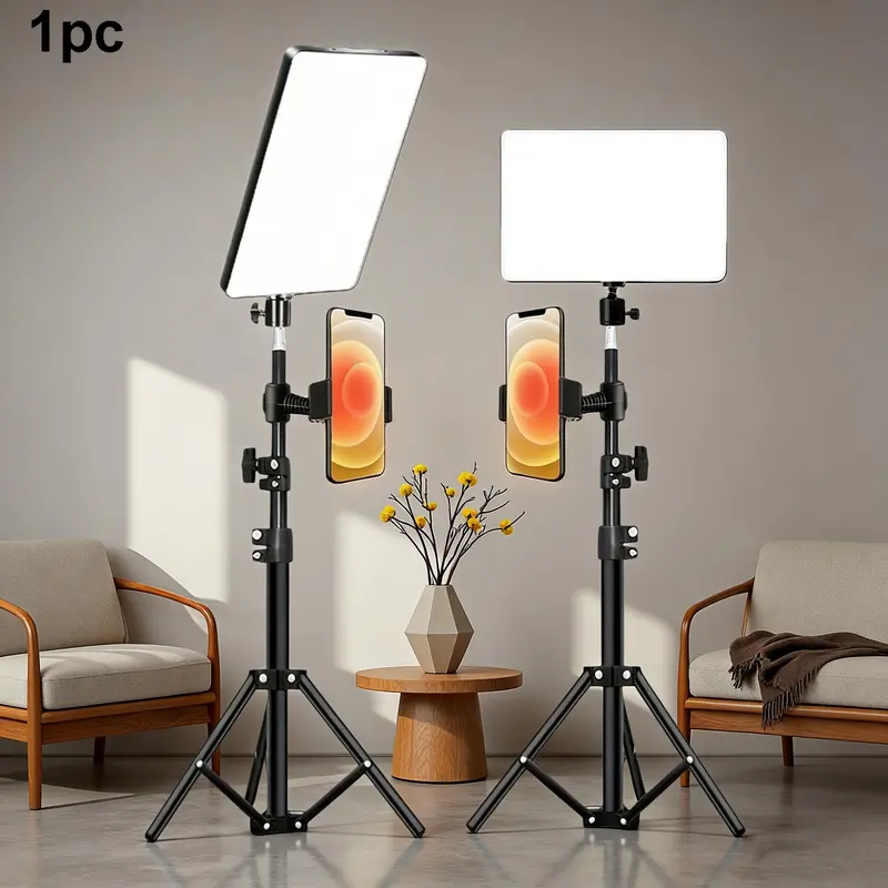 10-Inch Selfie Square, 43-Inch Flexible Tripod Stand, Independent Phone Holder, Adjustable 3-Color LED Lamp, Video Fill Light, Video Lighting