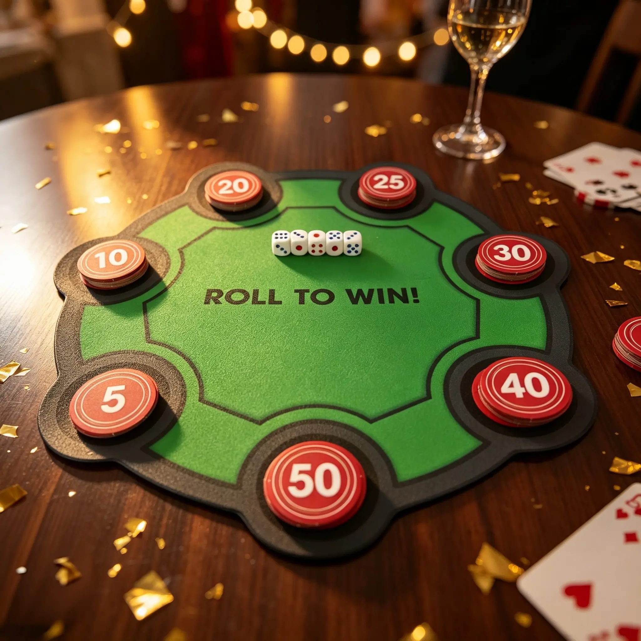 Roll to Win Dice Game, Chance and Strategy Mashup, Yahtzee and Poker Inspired, Fun and Engaging, Perfect for Family and Friends, Dice Set