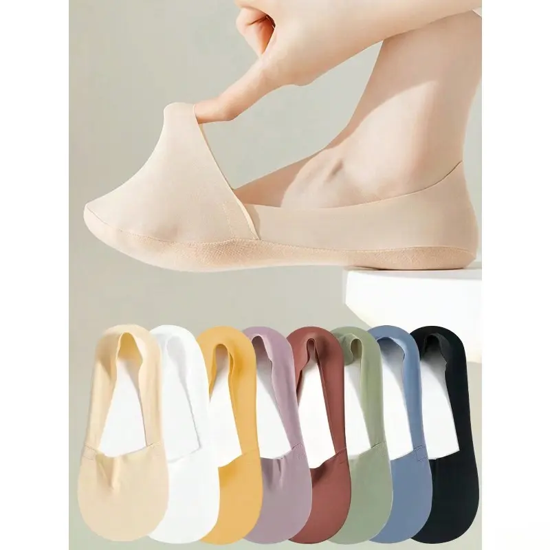 Women's Socks Breathable Summer Thin No Show Ice Silk Sock Silicone Non-Slip Bottom Absorb Sweat Boat Sock