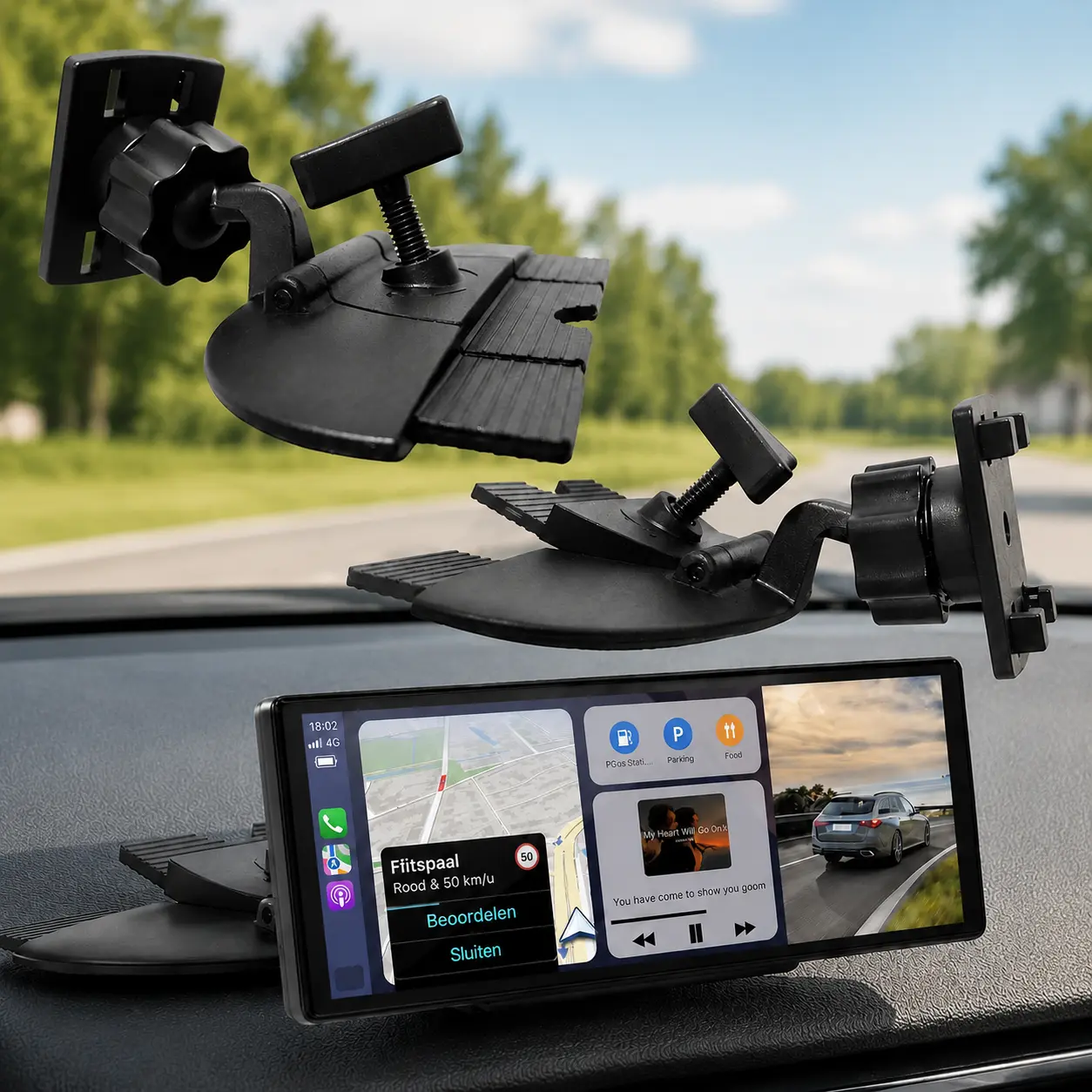 Universal CD Slot Car Mount Secure 360 Degree Rotation Double Lock Stability Phone Holder for CarPlay Screen GPS Navigation Monitor Adjustable Anti Shake Car Phone Mount for 7 to 11 Inch Devices High Stability Driving Support All Season outdoor